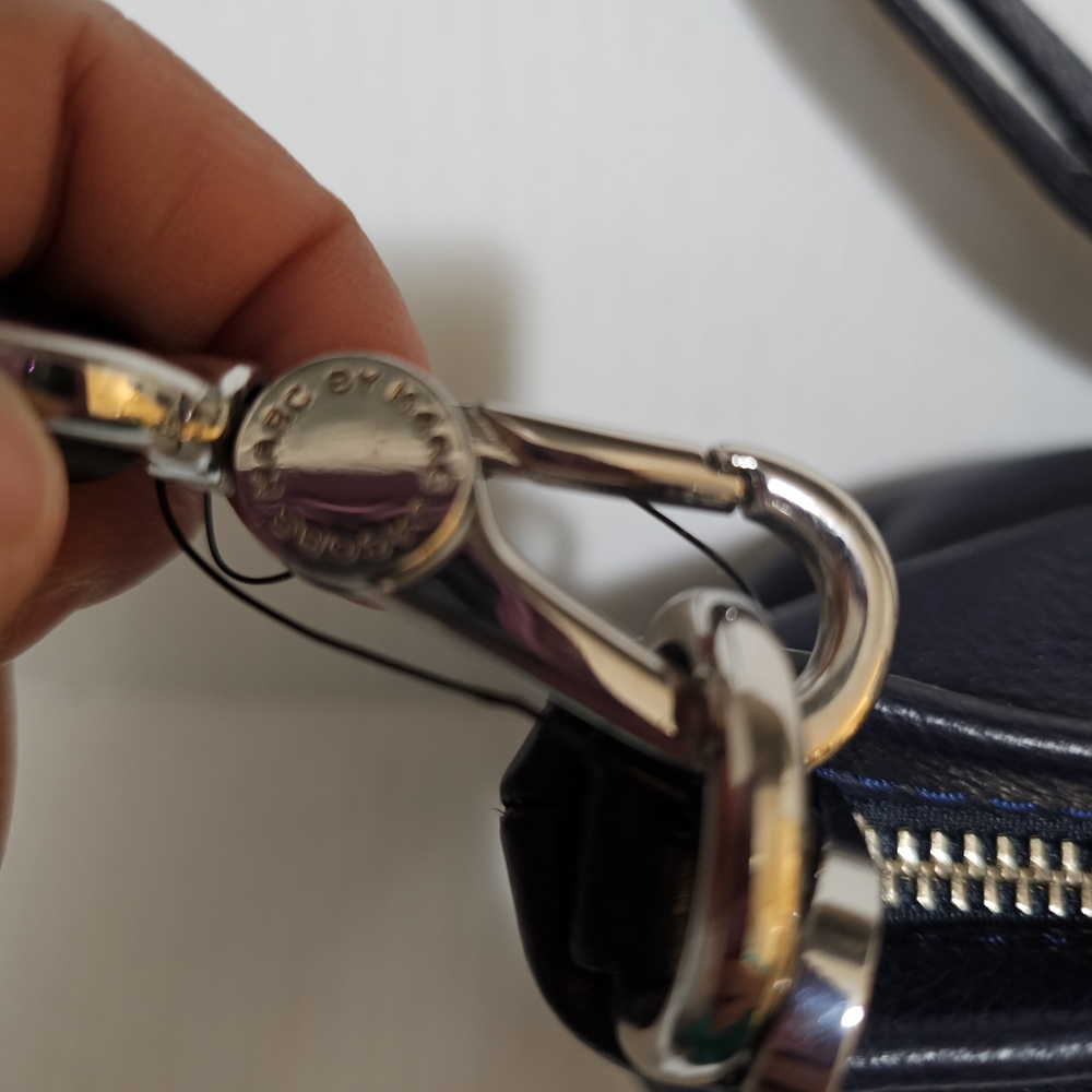 Marc by Marc Jacobs Navy Blue Pebbled Leather Crossbody Bag with Silver Hardware - Picture 6 of 12